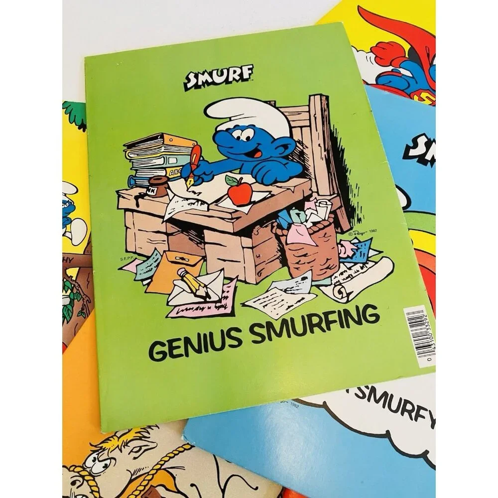 6 Vintage 1982 Smurfs Pocket Folders Mead Wallace Berrie Collectable Smurfs